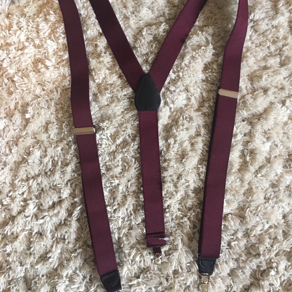 NWOT Maroon suspenders